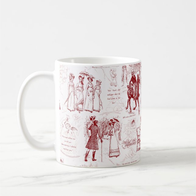 Pride- och fördomsfria röda citattecken kaffemugg (Vänster)