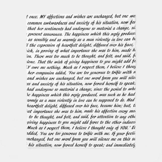 Pride- och fördomtext fleecefilt (Framsidan)