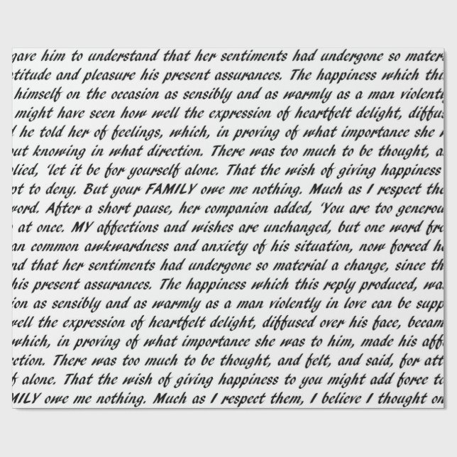 Pride- och fördomtext presentpapper (Platt)