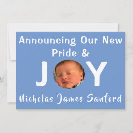 Pride och Joy Pojke Photo Birth Notice Inbjudningar