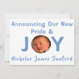 Pride och Joy Pojke Photo Birth Notice Inbjudningar