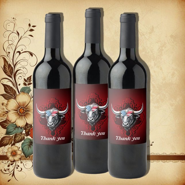 Pride och styrka, en amerikansk tjur vinflaska etikett (Skapare uppladdad)