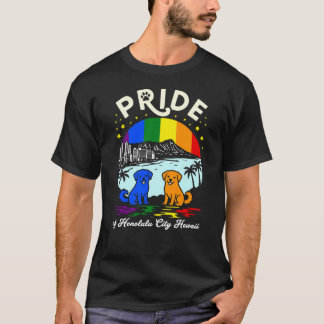 Pride of Honolulu City Hawaii Dogs Rainbow Flag T Shirt
