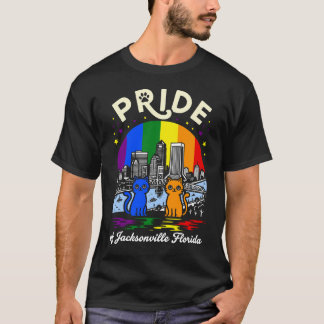 Pride of Jacksonville City Florida Cats Rainbow Fl T Shirt