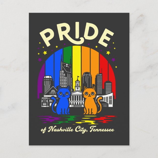 Pride of Nashville City Tennessee Cats Rainbow Fla Vykort (Framsida)