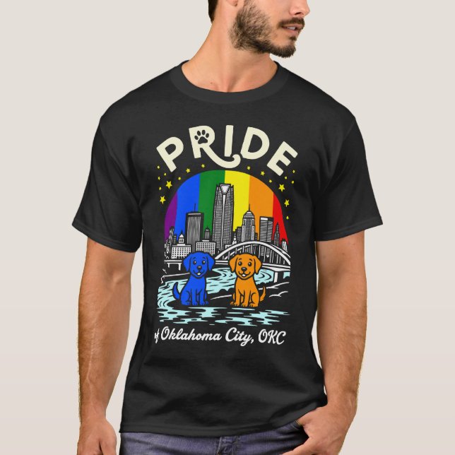 Pride of Oklahoma City OKC Dogs Rainbow Flag T Shirt (Framsida)