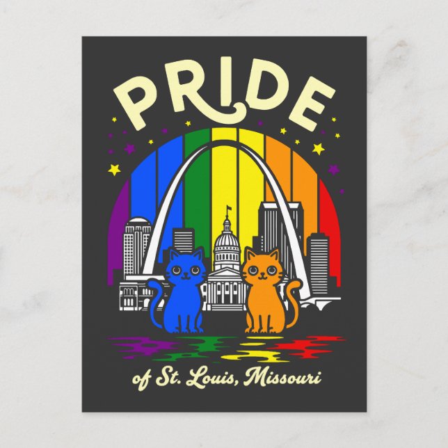  Pride of St. Louis City Missouri Cats Rainbow Fla Vykort (Framsida)