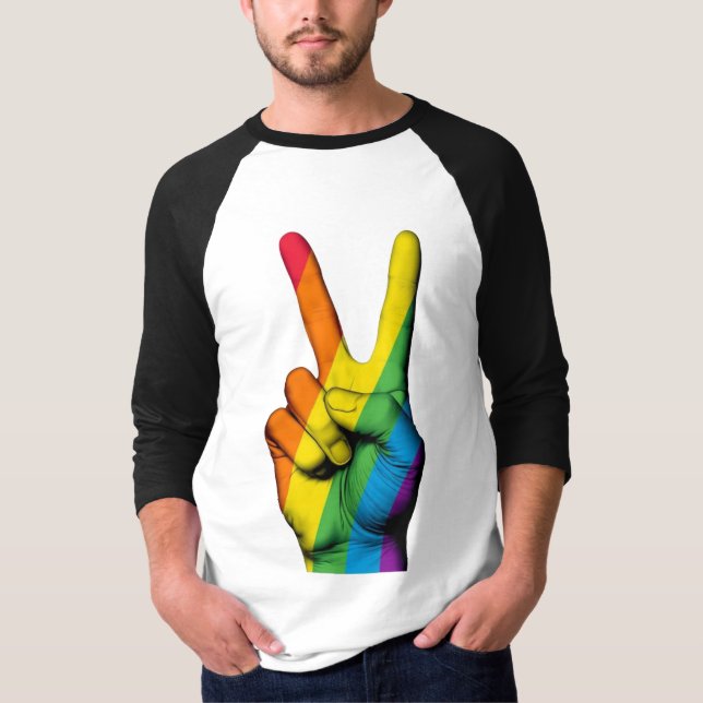 Pride Peace Hand Signera Raglan Tee - Bära ditt Pr (Framsida)