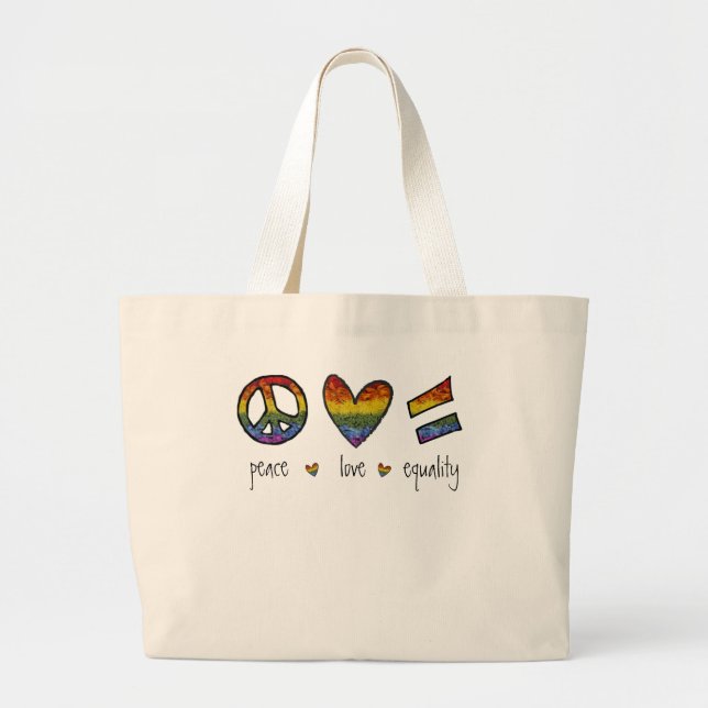 Pride Peace Kärlek Equality Blommigt Jumbo Tygkasse (Framsidan)