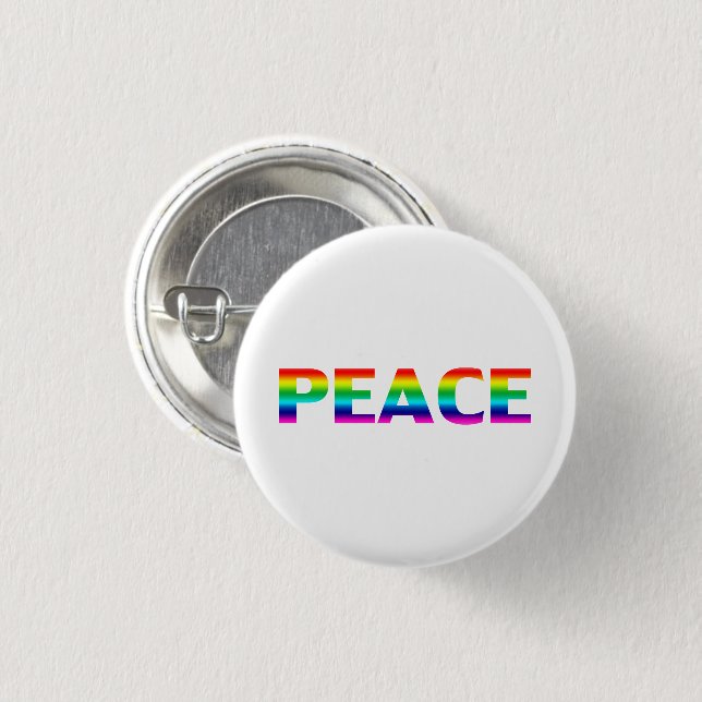 Pride Peace lgbt lgbtq queer gay rainbow white Knapp (Framsida & baksida)