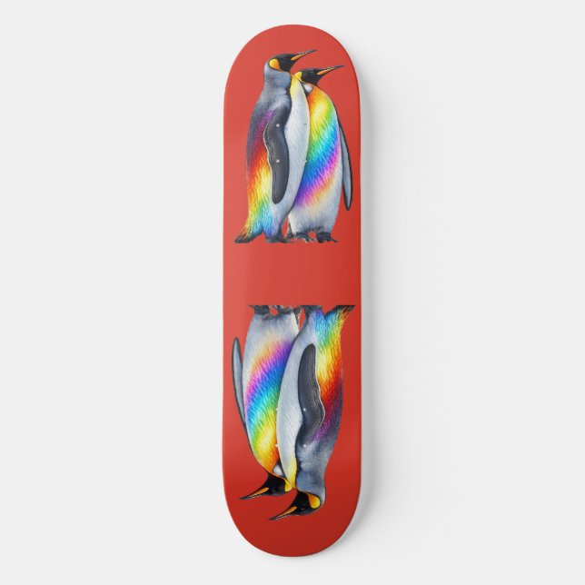 Pride Pingviner Står Tillsammans Mini Skateboard Bräda 18,5 Cm (Framsida)