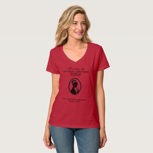 Pride & Prejudice Society of Headstrong Girls T Shirt (Hel framsida)