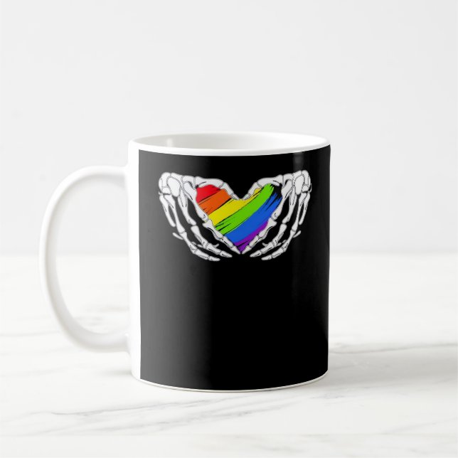 Pride - Pride Skeleton Händer med Hjärtat 2 klassi Kaffemugg (Vänster)