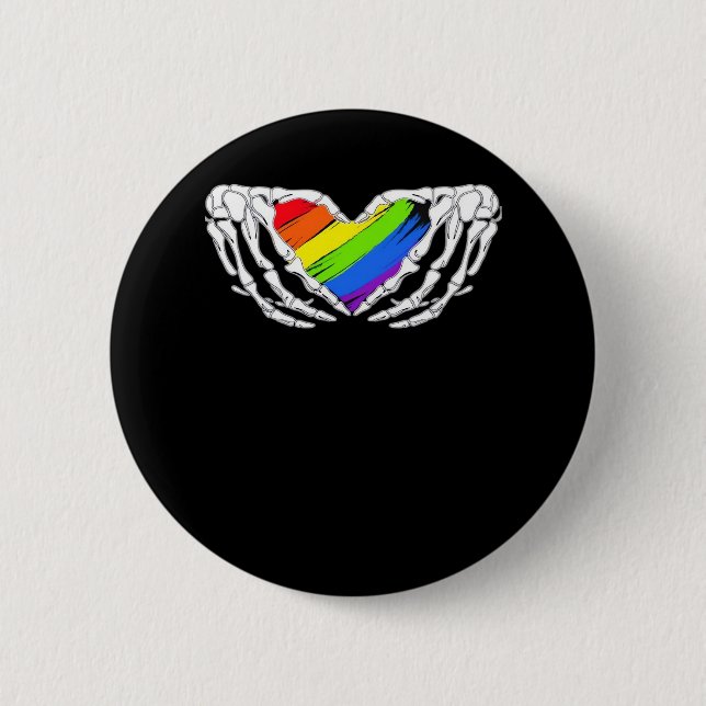 Pride - Pride Skeleton Händer med Hjärtat 2 klassi Knapp (Framsida)