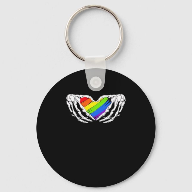 Pride - Pride Skeleton Händer med Hjärtat 2 klassi Nyckelring (Framsida)