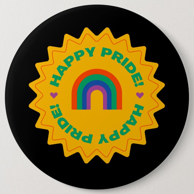 Pride. pridet lycklig. Gay kärlek. regnbåge färg   Knapp (Framsida)