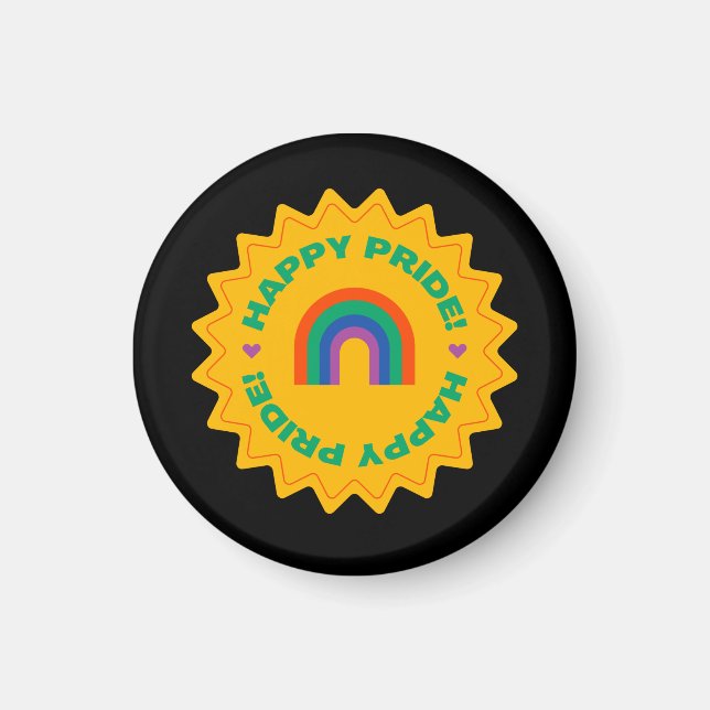 Pride. pridet lycklig. Gay kärlek. regnbåge färg Magnet (Framsidan)