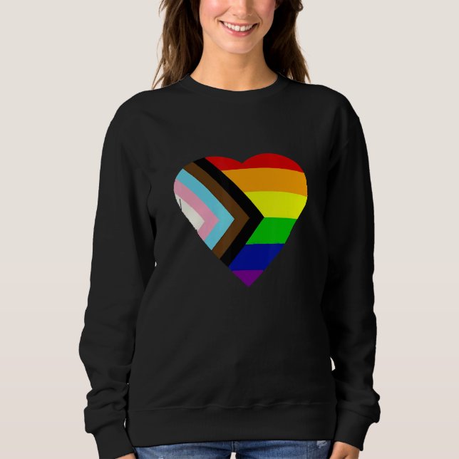 Pride Progress Rainbow Flag LGBT + Trans und Queer T Shirt (Framsida)