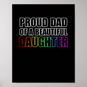 Pride Proud Pappa HBT Lesbisk Dotter Rainbow Ally Poster