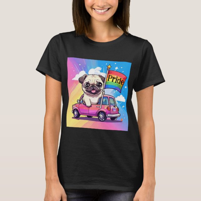 Pride Pug för LGBTQ-regnbåge T Shirt (Framsida)