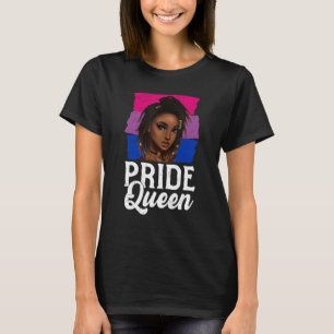 Pride Queen Bisexual Flagga Bisexuality Afro Women T Shirt
