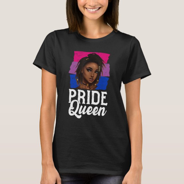 Pride Queen Bisexual Flagga Bisexuality Afro Women T Shirt (Framsida)