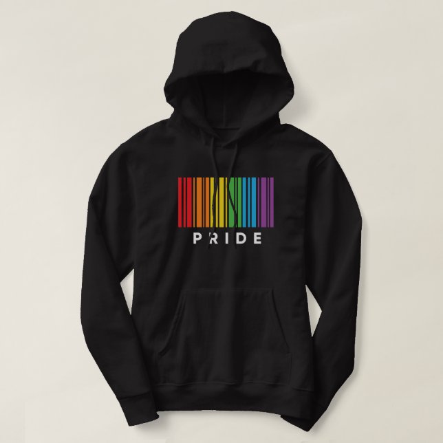 Pride Rainbow Barcode LGBTQIA+ T-Shirt Hoodie (Design framsida)