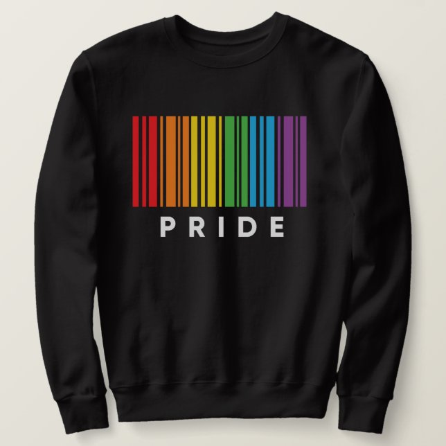 Pride Rainbow Barcode LGBTQIA+ T-Shirt Lång Ärmad Tröja (Design framsida)