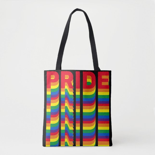 Pride rainbow black retro mönster gay lgbt lgbtq tygkasse (Framsida)