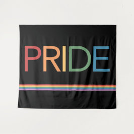 PRIDE Rainbow Black Tapestry