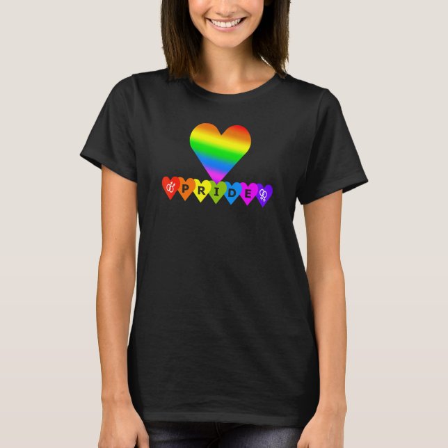 Pride Rainbow Färg Heart Design T Shirt (Framsida)