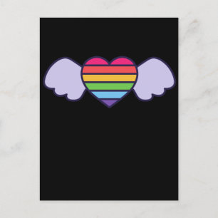 Pride- Rainbow färg hjärta med vingar. Gay lgbtq P Vykort