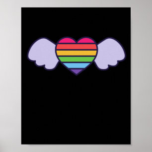 Pride- Rainbow färg hjärta med vingar. Gay lgbtq Poster