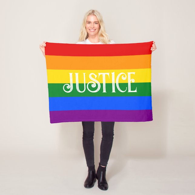 Pride Rainbow Flagga / JUSTICE Fleecefilt (På plats)