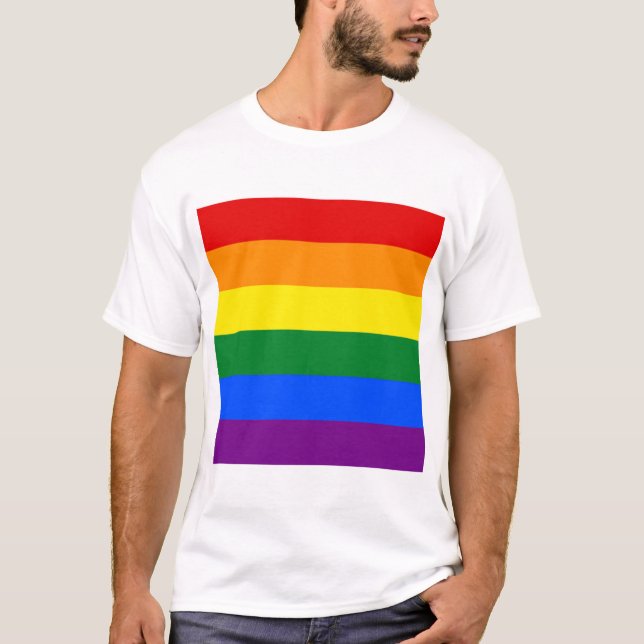 Pride Rainbow Flagga T Shirt (Framsida)