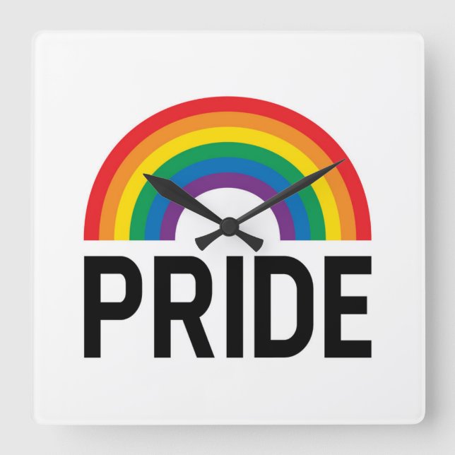 Pride Rainbow Fyrkantig Klocka (Framsida)