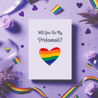 Pride Rainbow Heart Bridesmaid Frieri kort LGBTQ