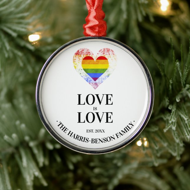 Pride Rainbow Heart Gay lesbisk HGBT-familjer Julgransprydnad Metall (Träd)