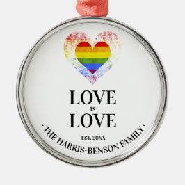 Pride Rainbow Heart Gay lesbisk HGBT-familjer Julgransprydnad Metall