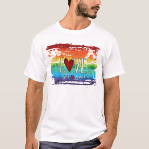 Pride Rainbow Heart Kärlek Glitter Personlig Namn T Shirt
