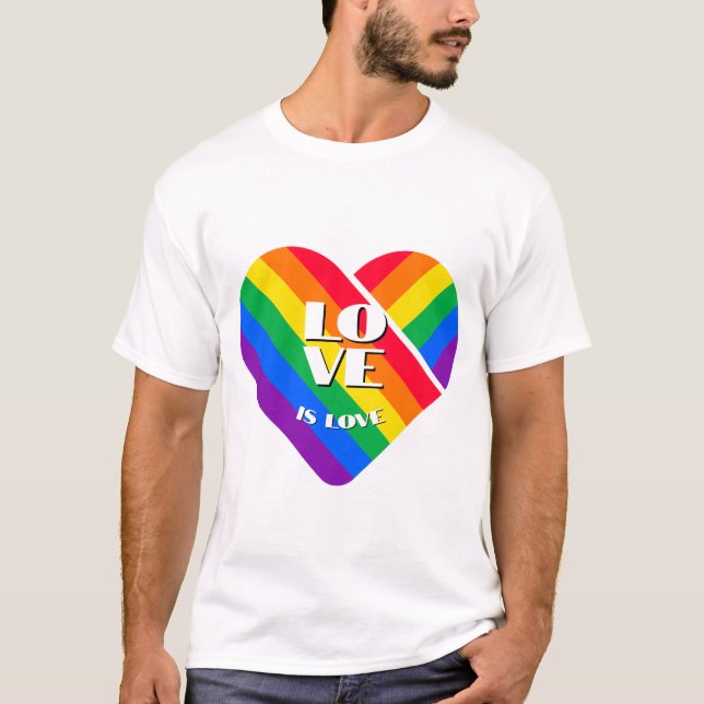Pride Rainbow Heart-knapp T Shirt (Framsida)