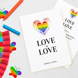 Pride Rainbow Heart Lesbisk Gay Bröllop Inbjudningar
