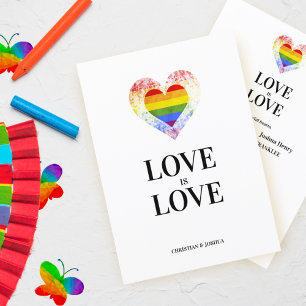 Pride Rainbow Heart Lesbisk Gay Bröllop Inbjudningar