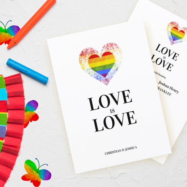 Pride Rainbow Heart Lesbisk Gay Bröllop Inbjudningar (Skapare uppladdad)