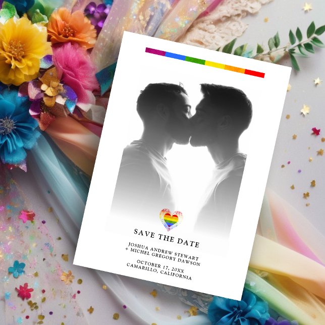 Pride Rainbow Heart LGBT Gay Wedding Simple Photo (Skapare uppladdad)