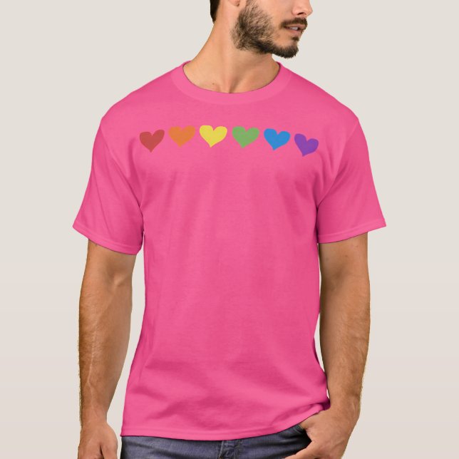 Pride Rainbow Hearts T Shirt (Framsida)