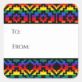 Pride Rainbow HGBTQ Geometric Gift Märkre Sticker Fyrkantigt Klistermärke