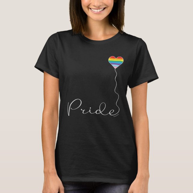 PRIDE Rainbow HGBTQIA Heart Balloon T-Shirt (Framsida)