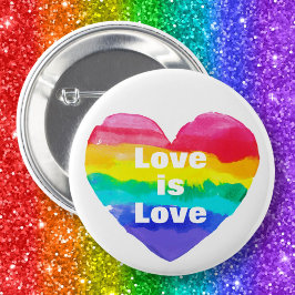Pride Rainbow Kärlek är Kärlek Heart White Knapp