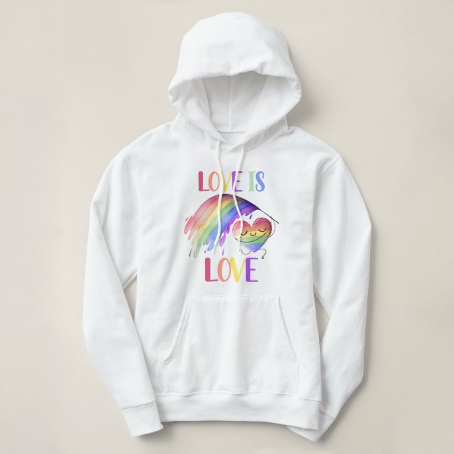Pride Rainbow Kärlek Hoodie Sweatshirt T Shirt (Design framsida)